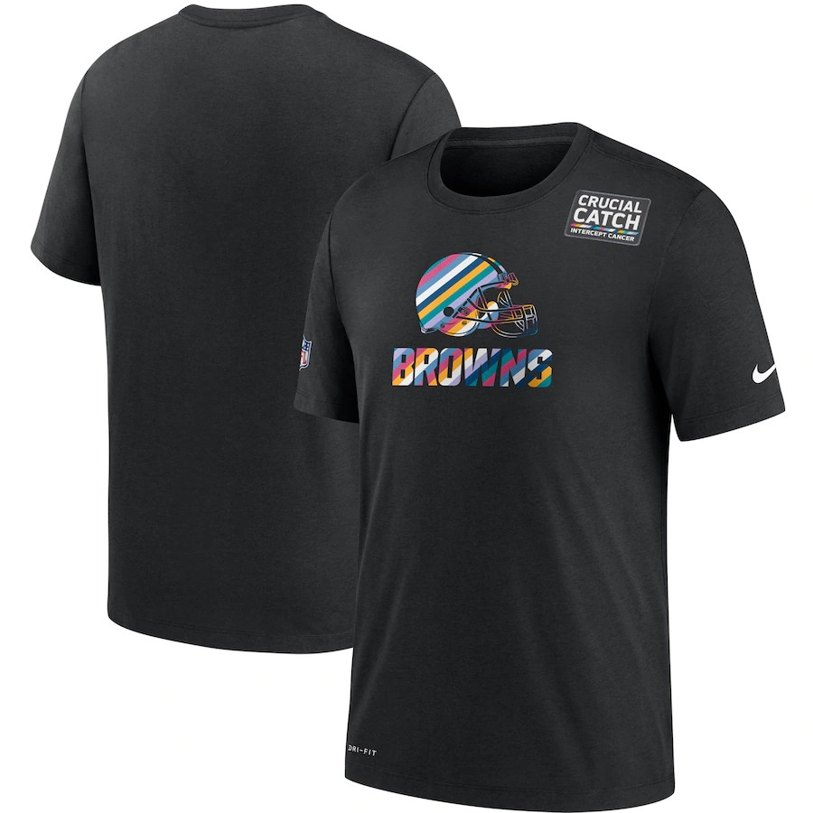 Men's Cleveland Browns Black NFL 2020 Sideline Crucial Catch Performance T-Shirt